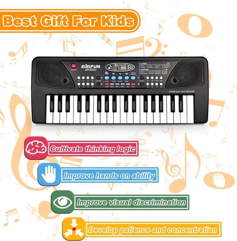 EOOLEOW Piano Keyboard for Kids, 37 Keys Portable Electronic Piano for kids with Microphone - Music Keyboard Piano Toys for 3 4 5 6 7 8 9 Year Old Boys and Girls (Black) - Image 3